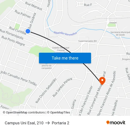 Campus Uni Esal, 210 to Portaria 2 map