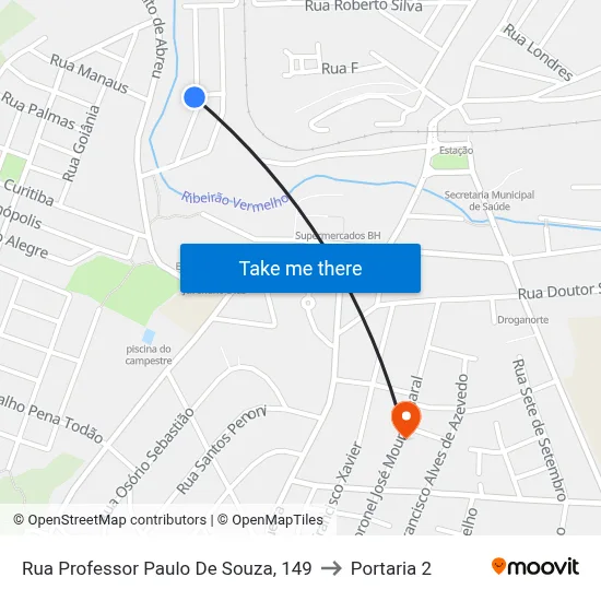 Rua Professor Paulo De Souza, 149 to Portaria 2 map