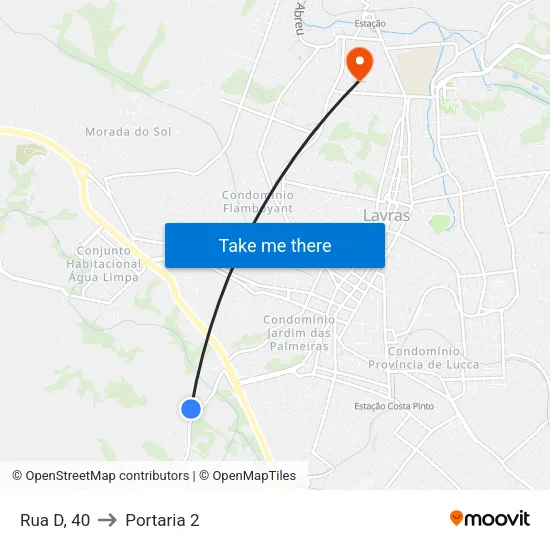 Rua D, 40 to Portaria 2 map