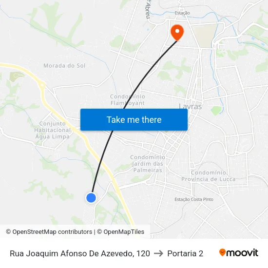 Rua Joaquim Afonso De Azevedo, 120 to Portaria 2 map