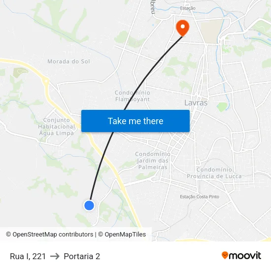 Rua I, 221 to Portaria 2 map