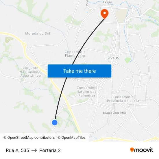 Rua A, 535 to Portaria 2 map