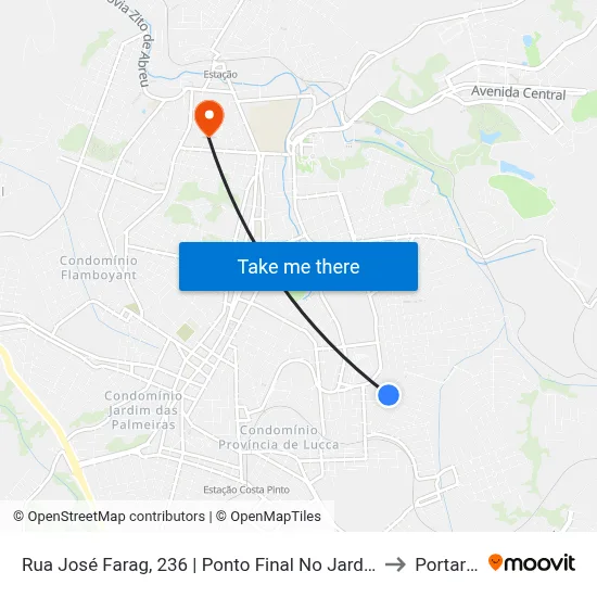 Rua José Farag, 236 | Ponto Final No Jardim Eldorado to Portaria 2 map