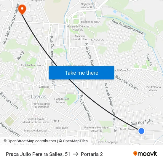 Praca Julio Pereira Salles, 51 to Portaria 2 map