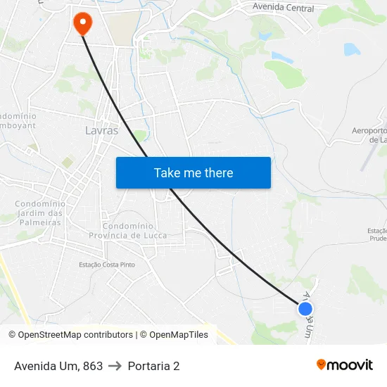Avenida Um, 863 to Portaria 2 map