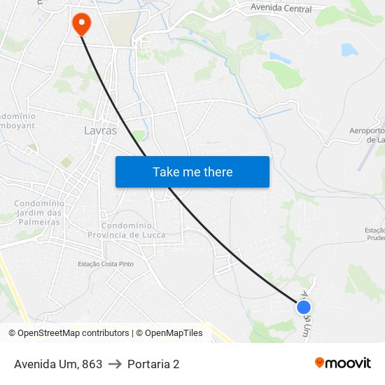 Avenida Um, 863 to Portaria 2 map