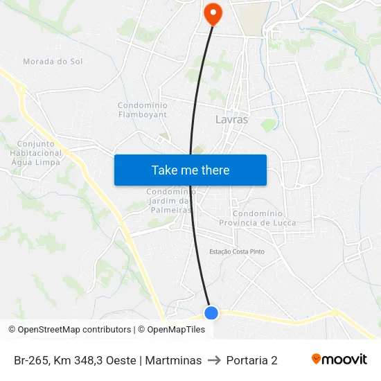 Br-265, Km 348,3 Oeste | Martminas to Portaria 2 map