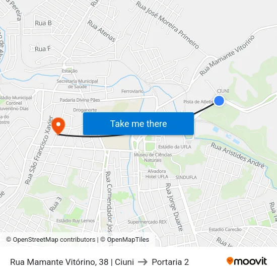 Rua Mamante Vitórino, 38 | Ciuni to Portaria 2 map