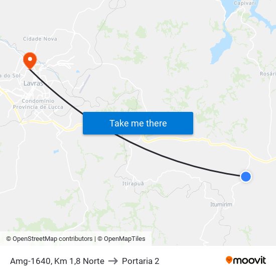 Amg-1640, Km 1,8 Norte to Portaria 2 map