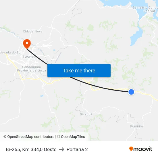 Br-265, Km 334,0 Oeste to Portaria 2 map