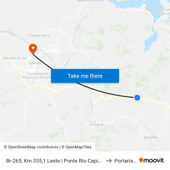 Br-265, Km 335,1 Leste | Ponte Rio Capivari to Portaria 2 map