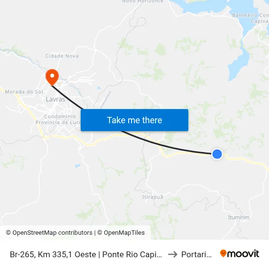 Br-265, Km 335,1 Oeste | Ponte Rio Capivari to Portaria 2 map