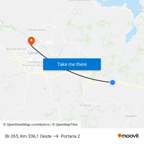Br-265, Km 336,1 Oeste to Portaria 2 map