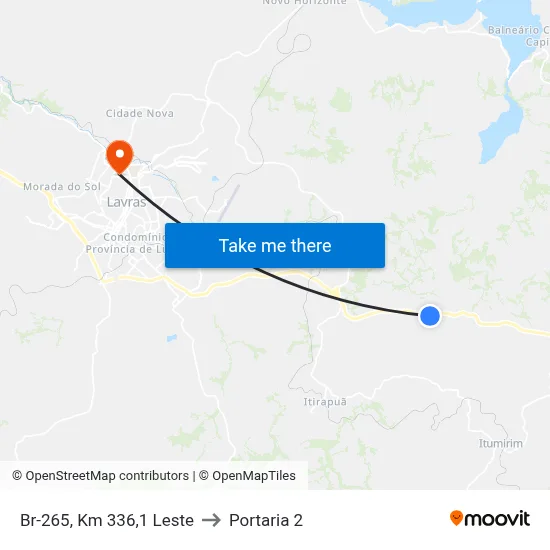 Br-265, Km 336,1 Leste to Portaria 2 map