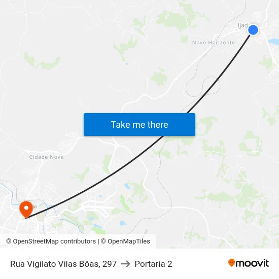 Rua Vigilato Vilas Bôas, 297 to Portaria 2 map