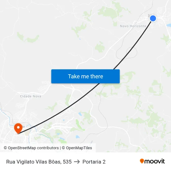 Rua Vigilato Vilas Bôas, 535 to Portaria 2 map