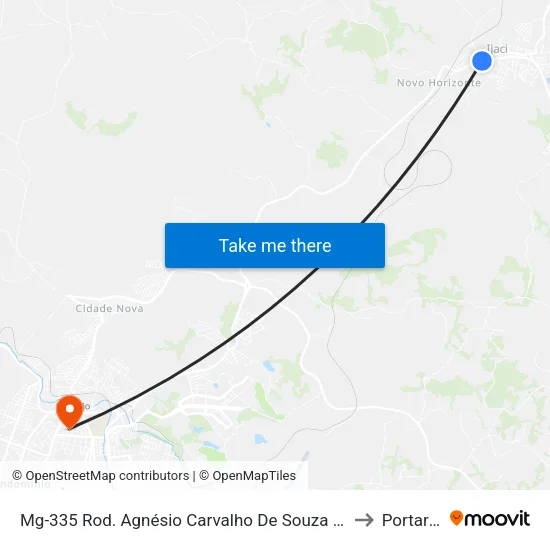 Mg-335 Rod. Agnésio Carvalho De Souza Km 77,6 Sul to Portaria 2 map