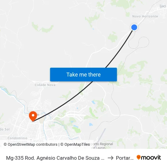 Mg-335 Rod. Agnésio Carvalho De Souza Km 79,6 Sul to Portaria 2 map