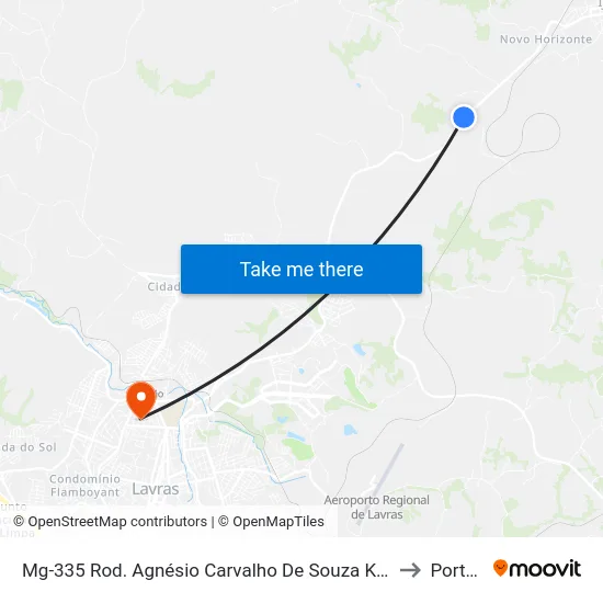 Mg-335 Rod. Agnésio Carvalho De Souza Km 80,5 Sul | Intercement to Portaria 2 map