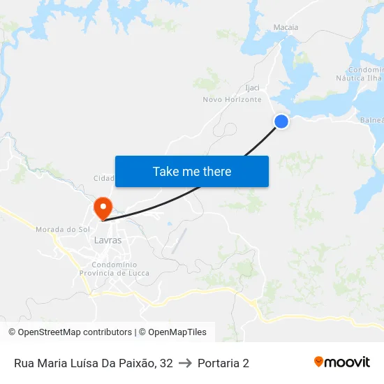 Rua Maria Luísa Da Paixão, 32 to Portaria 2 map