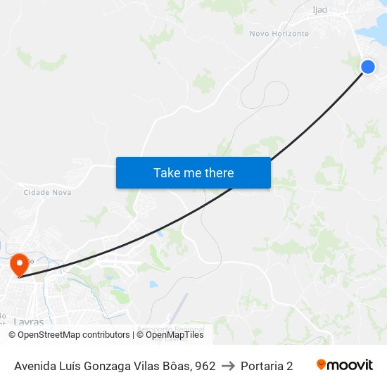 Avenida Luís Gonzaga Vilas Bôas, 962 to Portaria 2 map