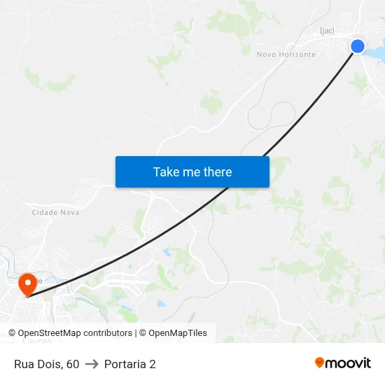 Rua Dois, 60 to Portaria 2 map