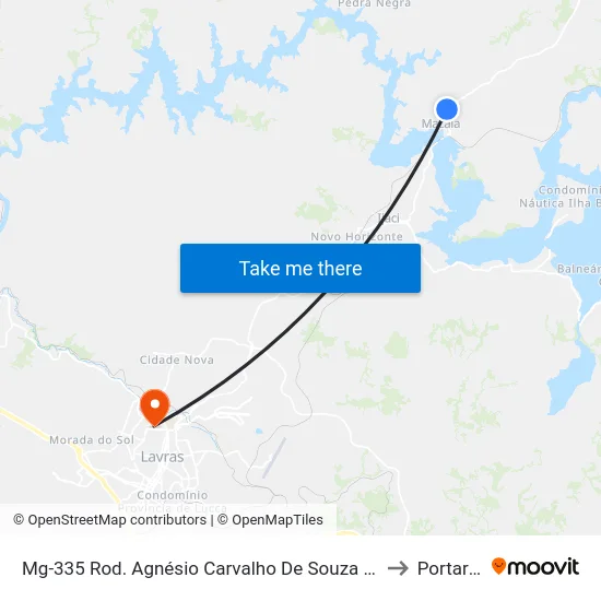 Mg-335 Rod. Agnésio Carvalho De Souza Km 72,3 Sul to Portaria 2 map