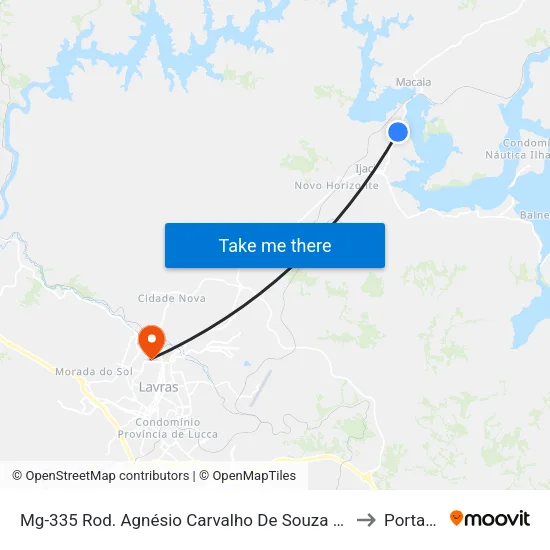 Mg-335 Rod. Agnésio Carvalho De Souza Km 75,1 Norte to Portaria 2 map