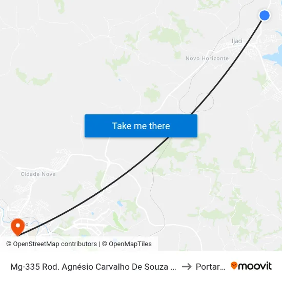 Mg-335 Rod. Agnésio Carvalho De Souza Km 75,6 Sul to Portaria 2 map