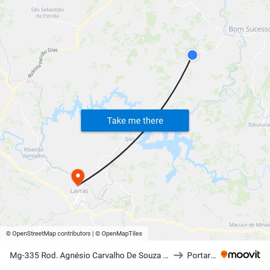 Mg-335 Rod. Agnésio Carvalho De Souza Km 60,2 Sul to Portaria 2 map