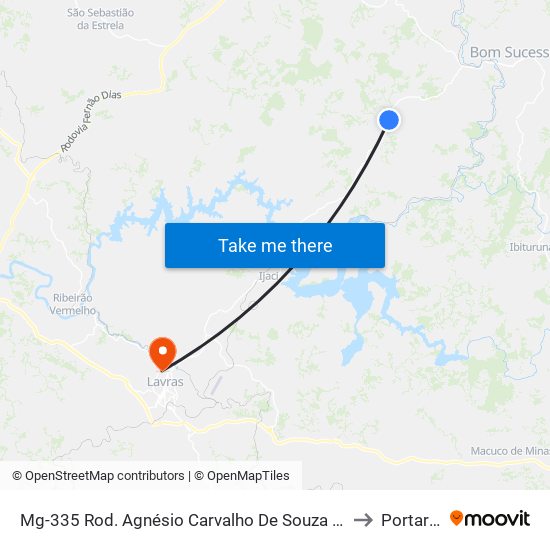 Mg-335 Rod. Agnésio Carvalho De Souza Km 61,4 Sul to Portaria 2 map