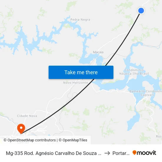 Mg-335 Rod. Agnésio Carvalho De Souza Km 65,2 Sul to Portaria 2 map