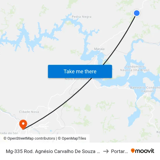 Mg-335 Rod. Agnésio Carvalho De Souza Km 66,1 Sul to Portaria 2 map