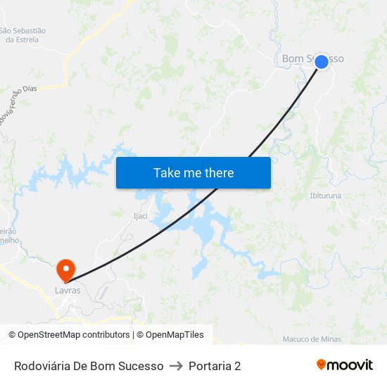 Rodoviária De Bom Sucesso to Portaria 2 map