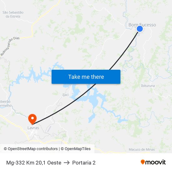 Mg-332 Km 20,1 Oeste to Portaria 2 map