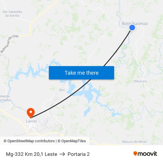 Mg-332 Km 20,1 Leste to Portaria 2 map