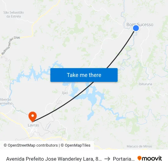 Avenida Prefeito Jose Wanderley Lara, 885 to Portaria 2 map
