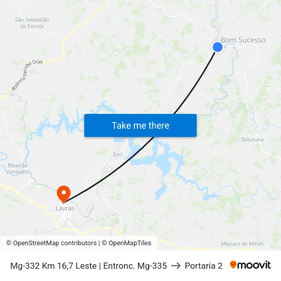 Mg-332 Km 16,7 Leste | Entronc. Mg-335 to Portaria 2 map