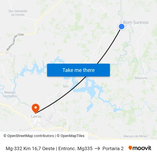 Mg-332 Km 16,7 Oeste | Entronc. Mg335 to Portaria 2 map