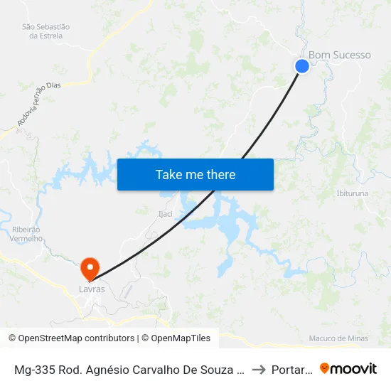 Mg-335 Rod. Agnésio Carvalho De Souza Km 54,1 Sul to Portaria 2 map