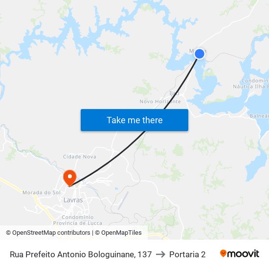 Rua Prefeito Antonio Bologuinane, 137 to Portaria 2 map