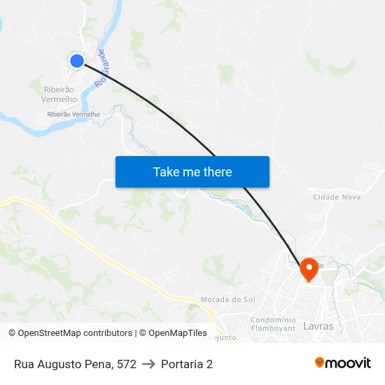 Rua Augusto Pena, 572 to Portaria 2 map