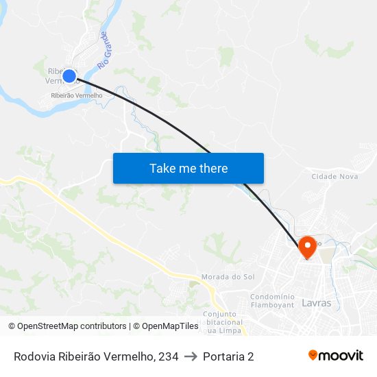 Rodovia Ribeirão Vermelho, 234 to Portaria 2 map