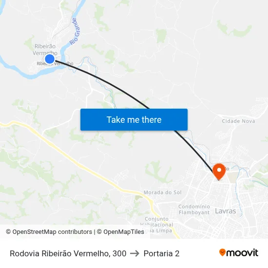 Rodovia Ribeirão Vermelho, 300 to Portaria 2 map