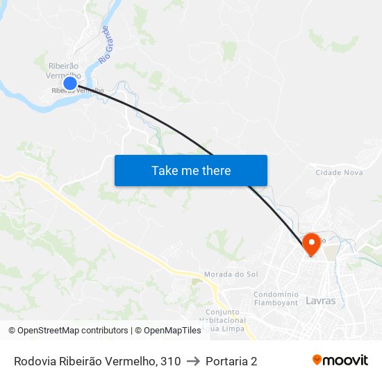 Rodovia Ribeirão Vermelho, 310 to Portaria 2 map