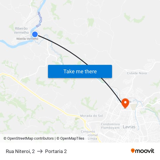 Rua Niteroi, 2 to Portaria 2 map