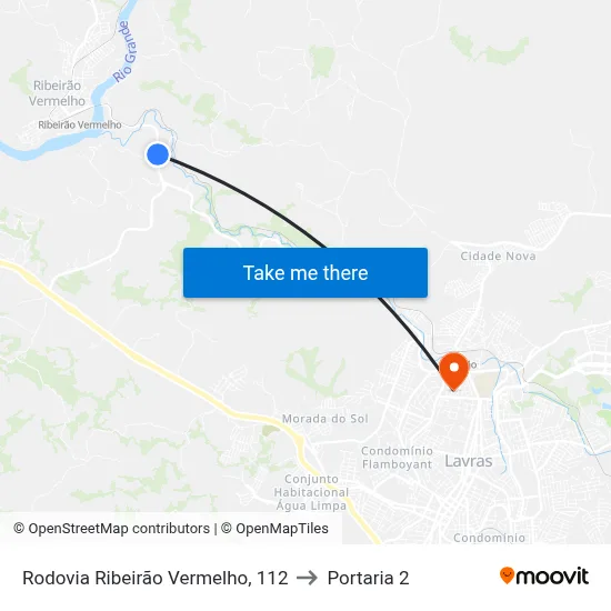 Rodovia Ribeirão Vermelho, 112 to Portaria 2 map