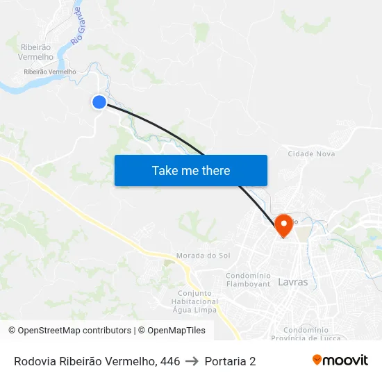 Rodovia Ribeirão Vermelho, 446 to Portaria 2 map