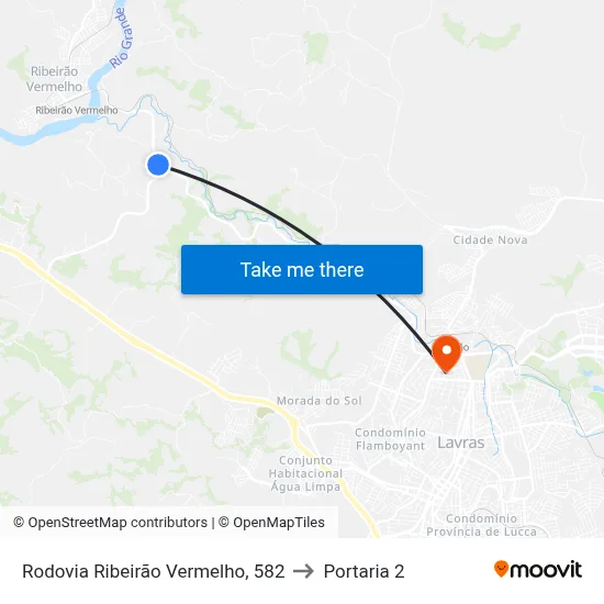 Rodovia Ribeirão Vermelho, 582 to Portaria 2 map