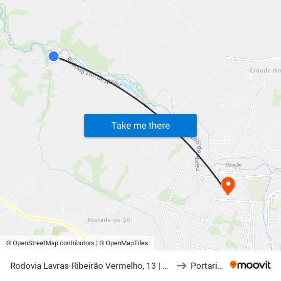 Rodovia Lavras-Ribeirão Vermelho, 13 | Nutrili to Portaria 2 map